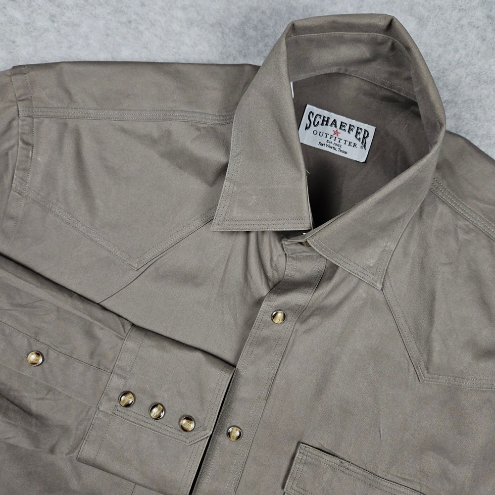 Schaefer Outfitter Mens Large Tall LT Brown Shirt Western Pearl Snap Long Sleeve